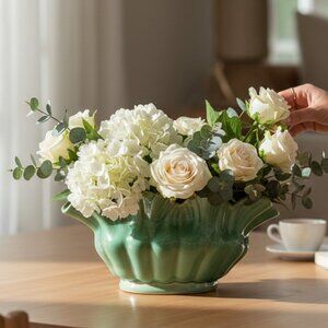 VTG Artistic California Pottery Napkin Vase Green Mid-Century Modern Retro